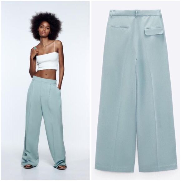 ZARA FULL LENGTH LINEN BLEND PANTS - Picture 2 of 9